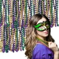 TriColor Mardi Gras Beads Fancy Party Favors & Metallic Necklace