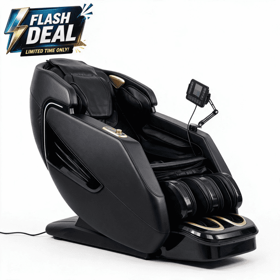 Pucloce 4D Full Body Zero Gravity Massage Chair, Dual SL‑Track, 8 Auto Modes, Heating, AI Voice, Airbag Massage, Usb Charging, Black
