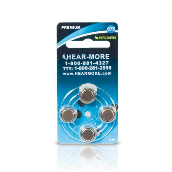 HearMore Hearing Aid Batteries- Size 675- 4-pack