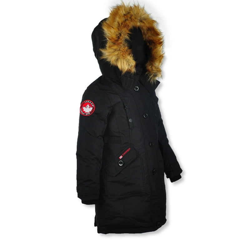 Canada Weather Gear Girls' Insulated Long Parka - black, 14 - 16