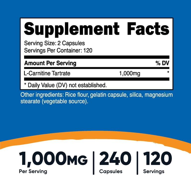 can you take l carnitine with metformin Nutricost L-Carnitine Tartrate 500mg, Amino Acid Supplement, 240 Capsules,  1000mg/Serving