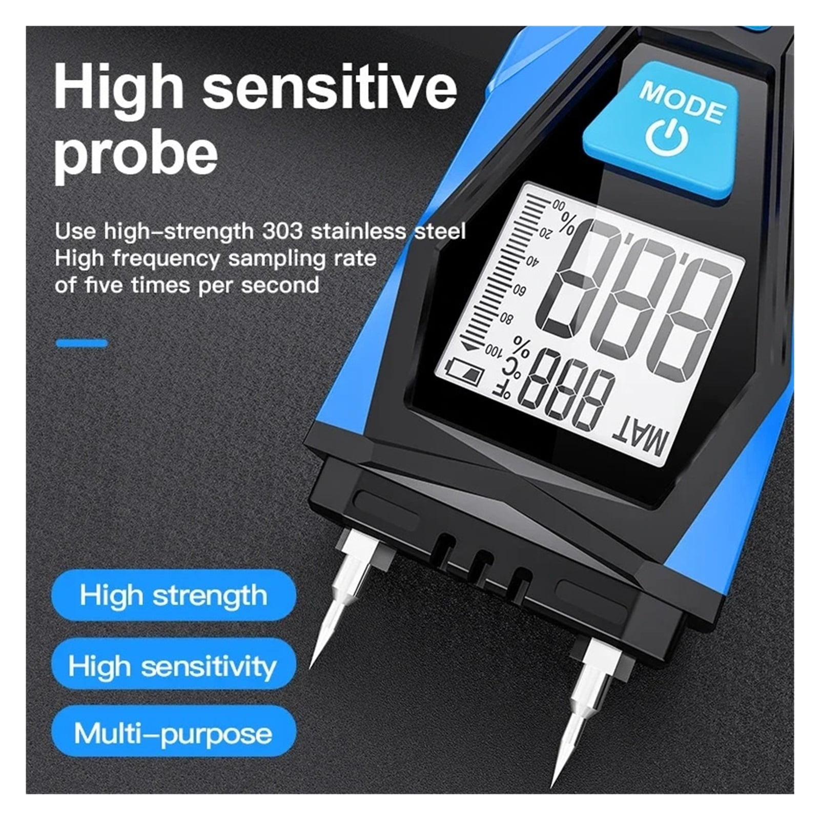 Professional Pin-Type Digital Wood Moisture Tester & Humidity Tester Handheld Moisture Meter