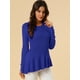 thumbnail image 4 of INSPIRE CHIC Top de punto para mujer, manga larga, acanalado, dobladillo con volantes, peplum, tops Azul XS, 4 of 6