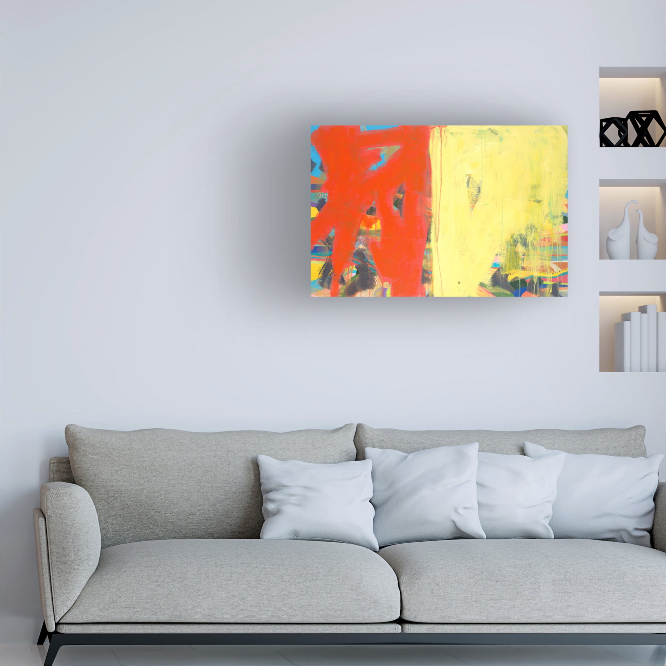 Canvas Wall Art - Jan Weiss 'Colorblock 12' Wall Art for Living Room, Bedroom, or Office Décor by Trademark Fine Art - 24 x 16 Inches