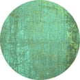 thumbnail image 1 of Ahgly Company Machine Washable Indoor Round Abstract Turquoise Blue Contemporary Area Rugs, 6' Round, 1 of 4