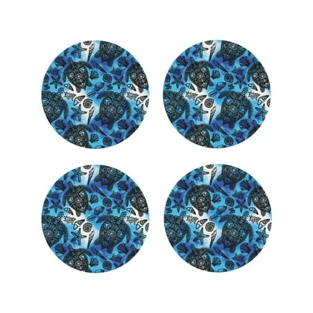 

Leather Coasters with Heat-resistant for Drinks Turtle Shell Starfish Coral -标题2 Round Shape