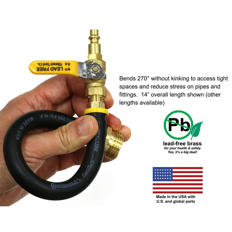 Vibrant Yard Co. LLC Winterize RV, Motorhome, Boat, Camper, and Travel Trailer: Air Compressor Quick-Connect Plug to male Garden Hose Faucet Blow MV14