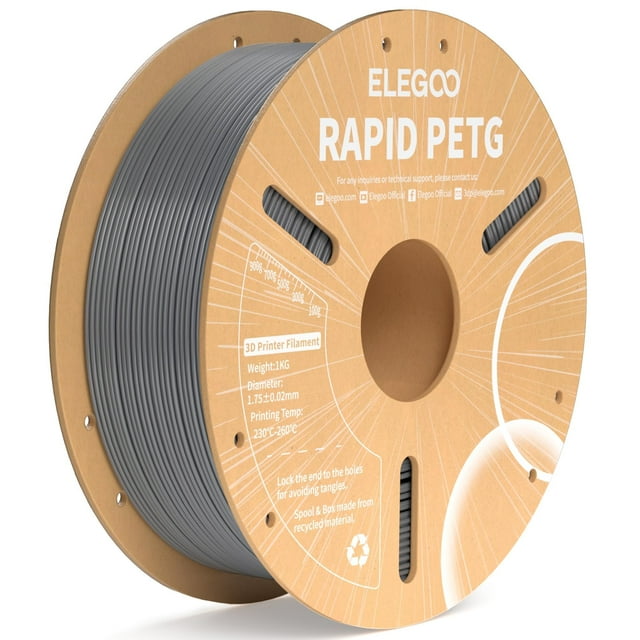 Filamento para impresora 3D ELEGOO Rapid PETG de 1,75 mm, gris espacial, 1 kg