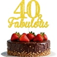 thumbnail image 1 of Cake topper KELTORA 40 y fabuloso con brillo dorado, 1 of 9