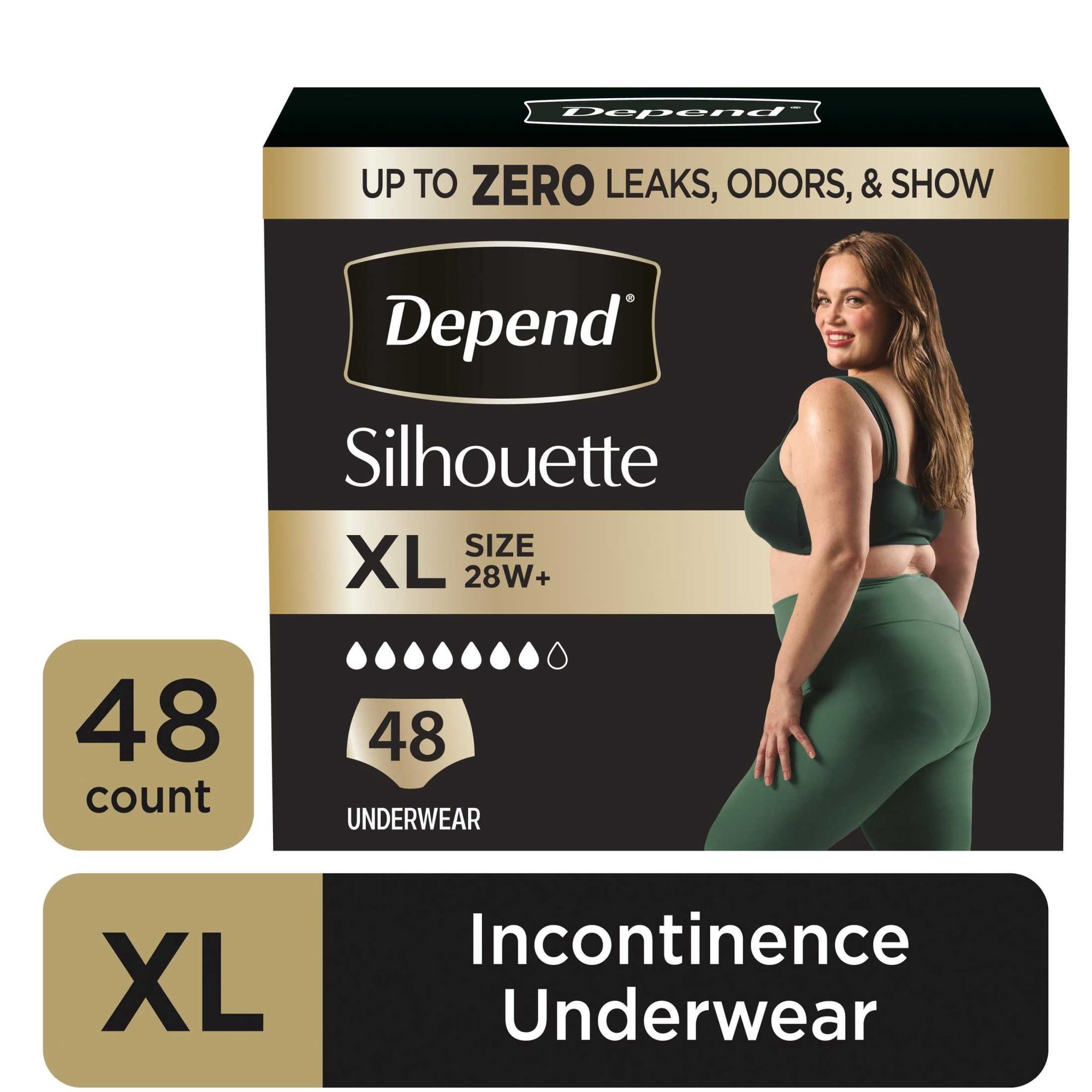 Depend Silhouette Women’s Incontinence & Postpartum Bladder Leak Underwear, XL, 48 Count