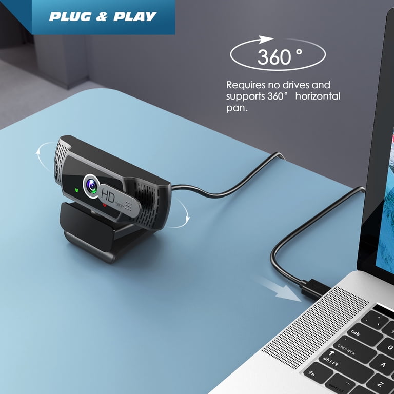 Webcam With Microphone, 1080P FHD Webcam With Privacy