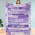 thumbnail image 4 of [Floral Pattern Blanket] Cozy 1pc Heartfelt Grandma Blanket - Flannel Throw with Sentimental Message, Purple & White Floral Design - Ideal Gift for Mother's Day, Birthdays from Grandkids, 4 of 6