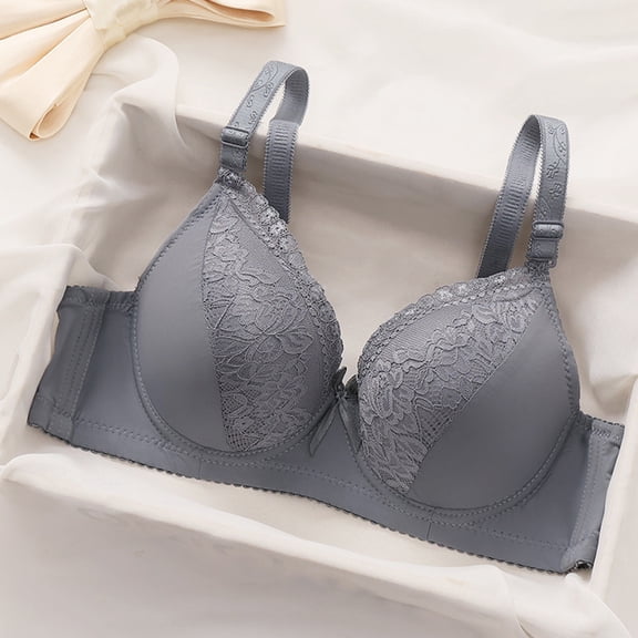 Blmnix Lift Bra Bra for Women Push Up Underwire Bra Standard Straps Full-Figure Gray Wireless bras for Women