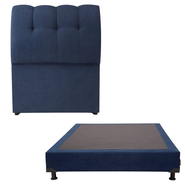 Box Base Cama Individual + Cabecera Nube Azul