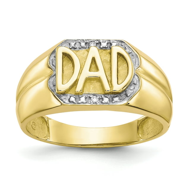 10k Yellow Gold Mens Diamond Dad Ring Man For Dad Mens For Him