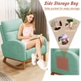 thumbnail image 5 of Glider Rocking Chair Nursery Comfy Accent Chair with High Backrest Upholstered Living Room Chairs with Side Pocket Armchair Reading Chair for Bedroom Nursery Office, Green, 5 of 7