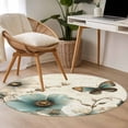 thumbnail image 5 of Vintage Flowers Round Rug 3.3ft Area Rug Washable Soft Non-Slip 3.3' Circle Low Pile Rugs Spring Floral Teal Tulip Butterfly Carpet for Bedroom Living Room Entryway Home Office Dining Room, 5 of 9