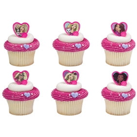 24 Barbie Sweet Sparkles Cupcake Cake Rings Birthday Party Favors Toppers