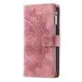 thumbnail image 4 of Jiahe Cover for Samsung Galaxy S23 Plus, Wallet Case with Card Holder and Crossbody Lanyard, Flip Leather Flower Pattern Magnetic Closure Zipper Pocket Case Kickstand Shockproof Cover, pink, 4 of 5