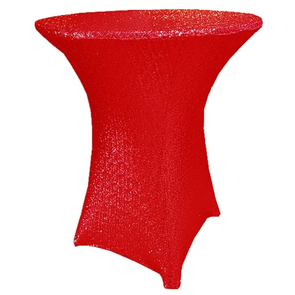 Wedding Linens Inc. 36"x 42" Cocktail Highboy Sequin Spandex Stretch Elastic Lycra Table Cover Tablecloth for Party Wedding Events Décor use - Red