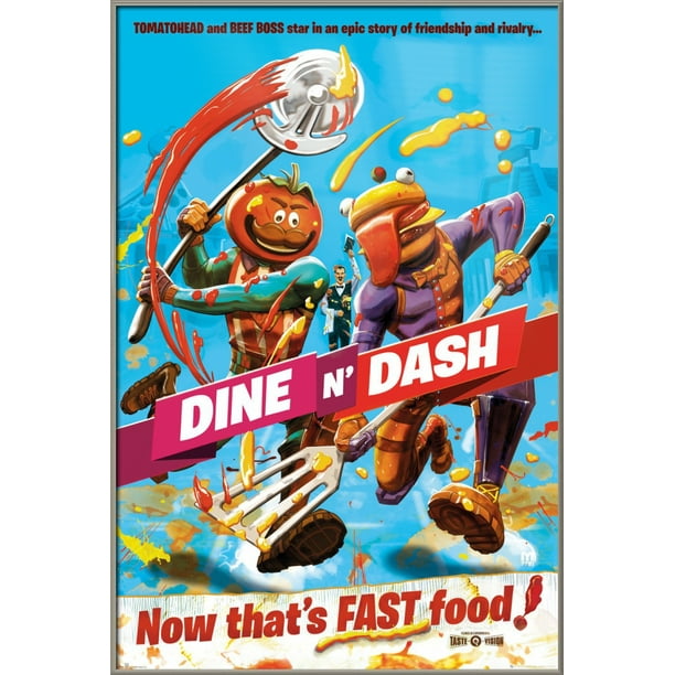 Fortnite Dine N Dash Framed Gaming Poster Tomatohead Beef Boss Size 24 X 36 Walmart Com Walmart Com