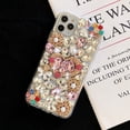 thumbnail image 5 of Compatible with iPhone 13 Bling Case Women Girls Cute 3D Luxury Sparkle Glitter Diamond Crystal Rhinestone Handmade Flowers Heart Soft Clear Protective Cover Case, 6.1 Inch, Pink, 5 of 8