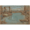 thumbnail image 3 of Childe Hassam 18x13 Black Modern Framed Museum Art Print Titled - North River Dock, New York (1901), 3 of 5