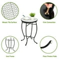 thumbnail image 4 of Veryke Outdoor Round Bistro Side Table with White Mosaic Glass Top for Patio Porch Beach, 4 of 7