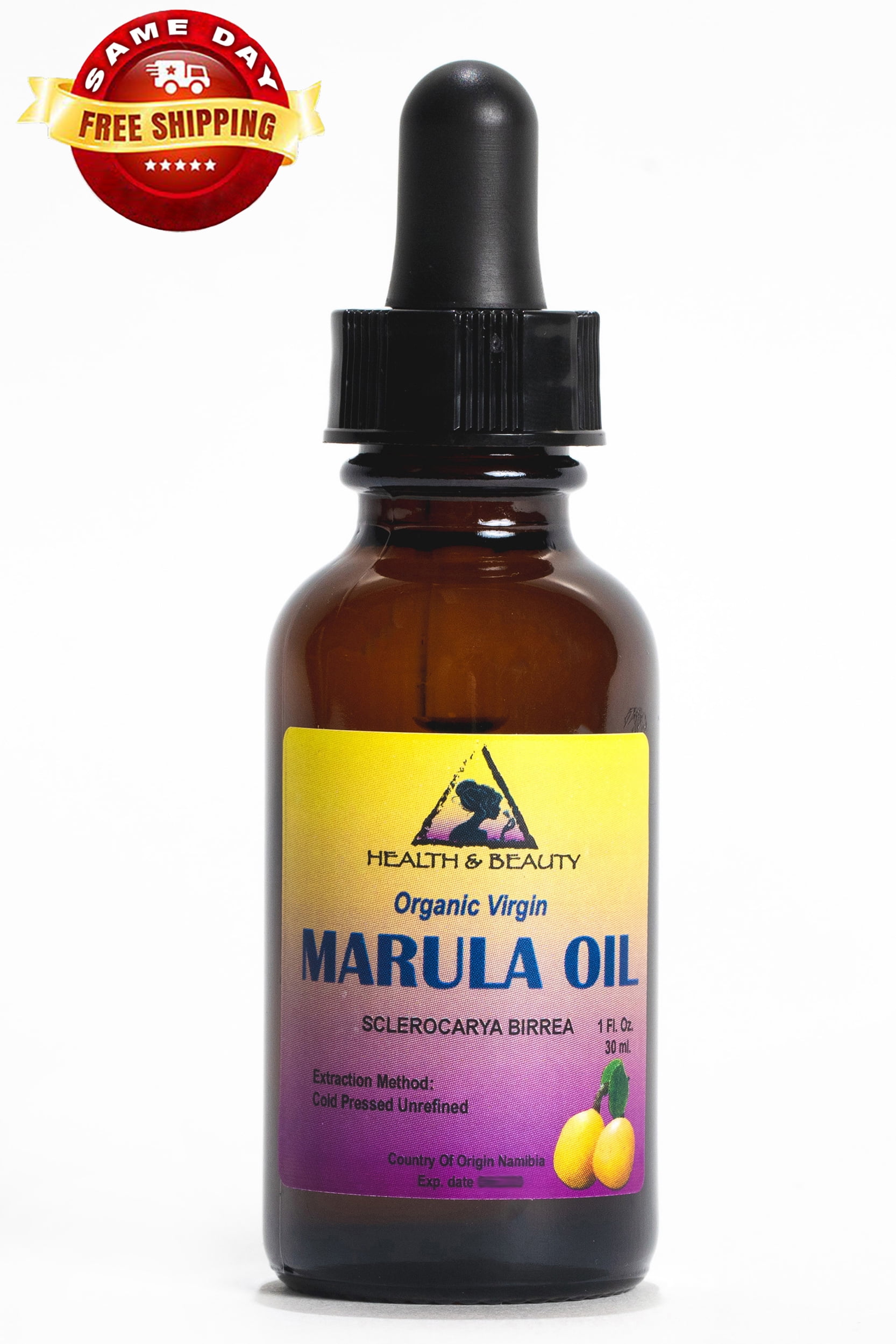 MARULA OIL UNREFINED ORGANIC VIRGIN COLD PRESSED RAW PURE GLASS DROPPER 1.0 OZ