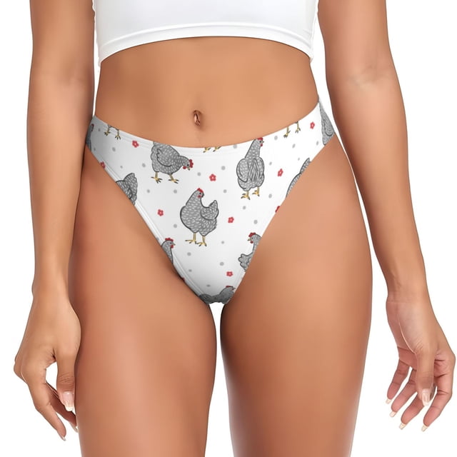 Balery Funny Chicken Tangas de Algodón para Mujer con Estampado – Ropa Interior Sexy, Transpirable, G-string-3X-Large