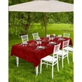 thumbnail image 3 of Christmas Outdoor Tablecloth - 60x60 Inch Square Dining Table Cover, Xmas Red Geometric Modern Abstract Art Waterproof Outdoor Table Cloth with Umbrella Hole & Zipper for Picnic/Patio/Party, 3 of 5