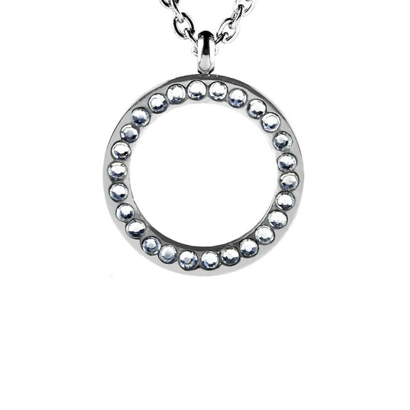 West Coast Jewelry Women's Cubic Zirconia Open Circle Stainless Steel Necklace - 16"