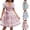 Green, variant on Womens Dress Square Neck Short Sleeve Ruffled Detail Floral Print Soft Fabric Flared Silhouette for Festival Celebrations Pink XXXXXL