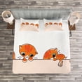 thumbnail image 3 of Ambesonne Cat Quilted Bedspread Set 3 Pcs, Banner with Little Kitties, King Size, Orange Cream White, 3 of 3