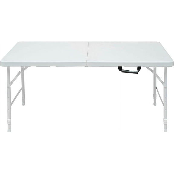 Acekid Folding Table, 4 Foot Portable Plastic Foldable Table, Adjustable Height with Carrying Handle, for Dining, Picnic, Party, Camping