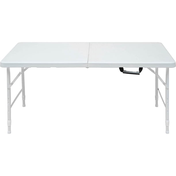 Qinaqin Folding Mesa 4 Foot Portátil Plástico Plegable de Altura Ajustable con Carrying cm Alturaandle para Profundidadining Picnic Party Camping