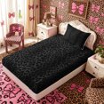 thumbnail image 5 of Meiyoeat Black Edgy Leopard Print Twin Sheets 3Pcs,Animal Spot Pattern Bedding,1 Flat Sheet,1 Fitted Sheet and 1 Pillowcase, 5 of 6