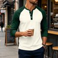 thumbnail image 3 of IAJDKMEK Men's Henley Shirts - Long Sleeve Color Block Raglan Casual Top with Soft Fabric for Daily Style,Beige L, 3 of 7