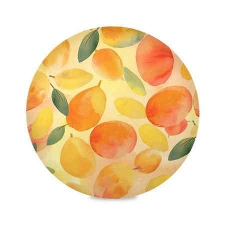 

Round Plate Mat 15.4x15.4 Inchesx6 Placemat Table Mat Kitchen Mat Coffee Mat Fabric Thick Strong Wear-Resistant Heat Resistance Orange Mango