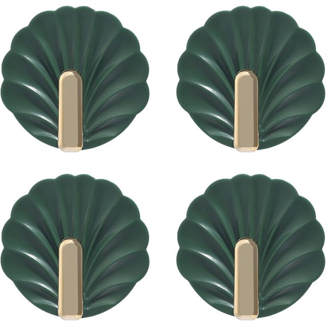 Gancho adhesivo de 4 piezas, gancho adhesivo para pared, carga máxima, ganchos autoadhesivos, gancho sin marcar, gancho autoadhesivo impermeable, gancho ligero de lujo (verde) ER