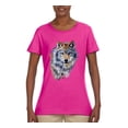 thumbnail image 2 of Wolf Oil Painting Animal Lover Womens Graphic T-Shirt, Fuschia, Medium, 2 of 3