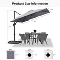 thumbnail image 6 of PURPLE LEAF 9 Feet Patio Umbrella with Base Outdoor Cantilever Square Umbrella Aluminum Offset Umbrella with 360-degree Rotation for Garden Deck Pool Patio Light Grey, 6 of 14