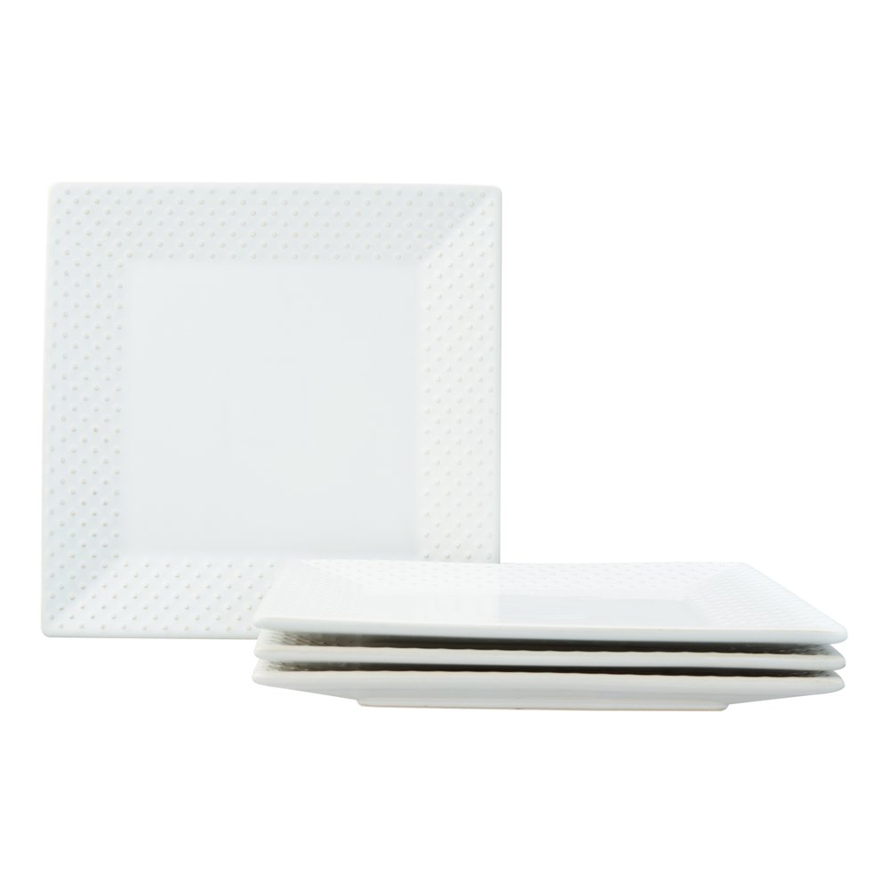 Better Homes & Gardens 4Piece Farmhouse Dotted Square Salad Plate Set