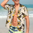 thumbnail image 5 of KLL Men's Hawaiian Shirt Short Sleeve Button Down Beach Shirts-Yellow Flowers Hummingbird, 5 of 5