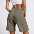 thumbnail image 4 of PUYAHG Casual Cargo Pantsfor Womens Summer Shorts Lightweight Outdoor Walking Travel Elastic Waist Wide Leg Stretchable Loose Fit with Pockets Short Pants for Ladies Green,L, 4 of 6