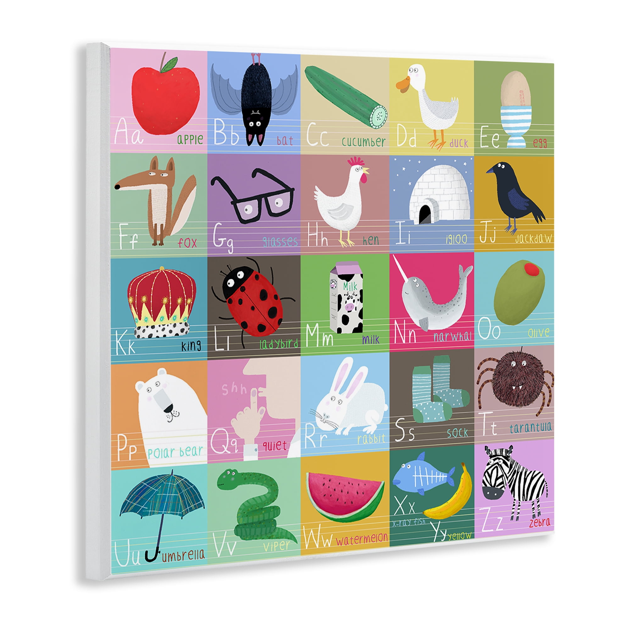 Stupell Industries Alphabet Learning First Words Wall Plaque Art, design by Carla Daly