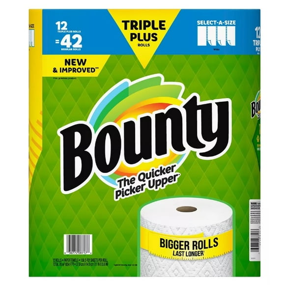 Bounty Serviettes de Papier Select-A-Size, Triples Rouleaux Plus, 12 ct./158 Feuilles