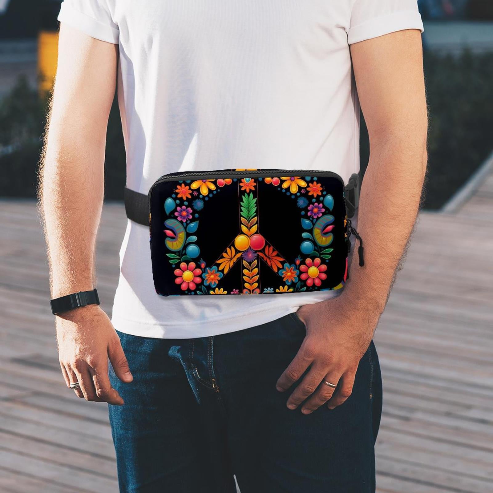 Peace Symbol Lightweight Adjustable Waist Pack with Extension Strap for Unisex, Fanny Packs, Fanny Bag