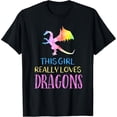 thumbnail image 2 of 100% Cotton Cute Dragon Girl Loves Dragons Wings Fantasy Fire T-Shirt, 2 of 5
