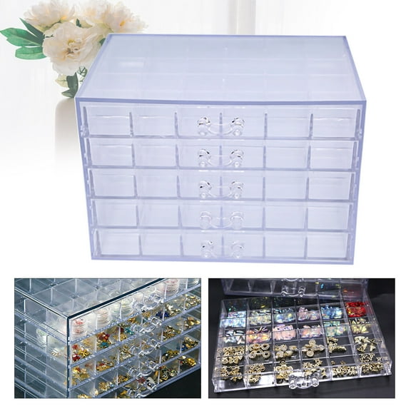 120 Grids Nail Art Storage Case Rhinestones Beads Plastic Empty Organizer Box for Storing All Kinds of Nail Accessories
